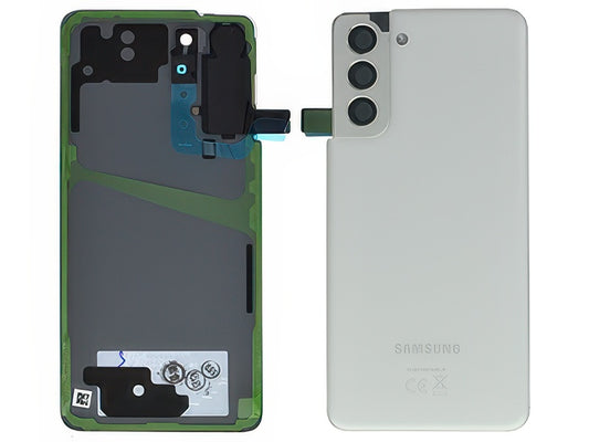 Cover Batteria + Vetrino Camera + Adesivi Phantom White per Samsung SM-G991 Galaxy S21 5G