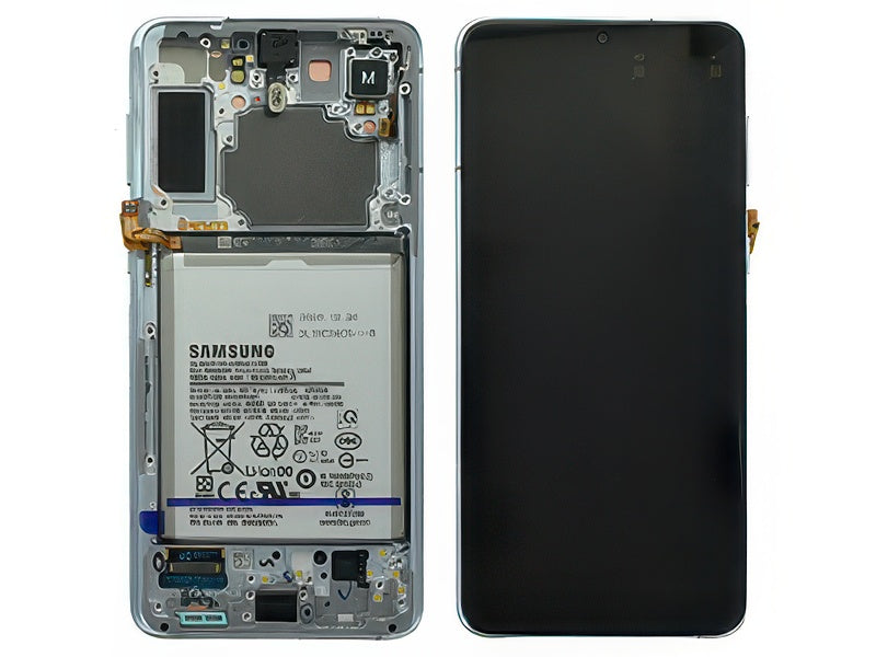 Lcd + Touchscreen + Batteria + Tasti Laterali + Camera Frontale Phantom Silver per Samsung SM-G996 Galaxy S21+ 5G
