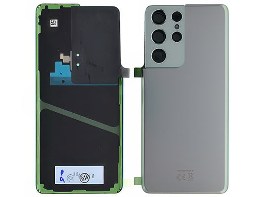 Cover Batteria + Vetrino Camera + Adesivi Phantom Silver per Samsung SM-G998 Galaxy S21 Ultra 5G