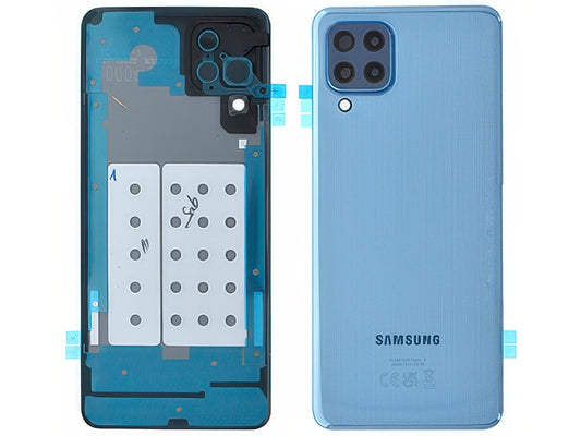 Cover Batteria + Vetrino Camera + Adesivi Blu per Samsung SM-M325 Galaxy M32