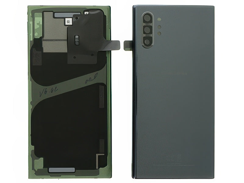 Cover Batteria in vetro + Vetrino Camera + Adesivi Nero per Samsung SM-N975 Galaxy Note 10+