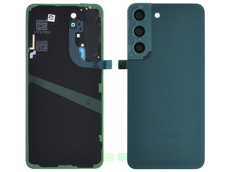 Cover Batteria + Vetrino Camera + Adesivi Verde per Samsung SM-S901 Galaxy S22