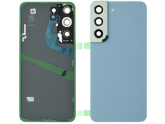 Cover Batteria + Vetrino Camera + Adesivi Sky Blue per Samsung SM-S901 Galaxy S22