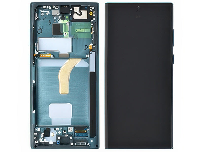 Lcd + Touchscreen + Frame + Tasti Laterali Verde per Samsung SM-S908 Galaxy S22 Ultra