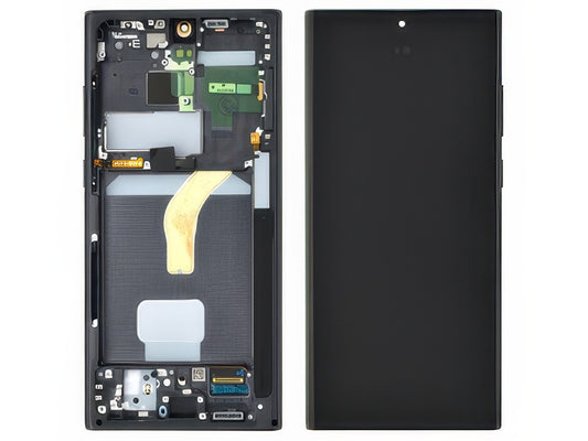 Display Lcd Soft Oled Nero con Frame Qualità Eccelsa per Samsung SM-S908 Galaxy S22 Ultra