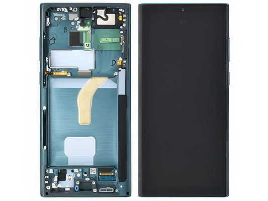 Display Lcd Soft Oled Verde con Frame Qualità Eccelsa per Samsung SM-S908 Galaxy S22 Ultra