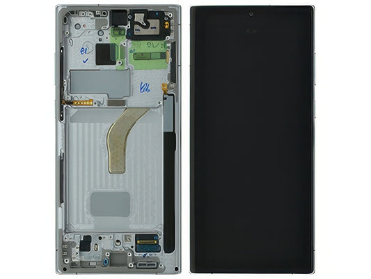 Display Lcd Soft Oled Phantom White con Frame Qualità Eccelsa per Samsung SM-S908 Galaxy S22 Ultra