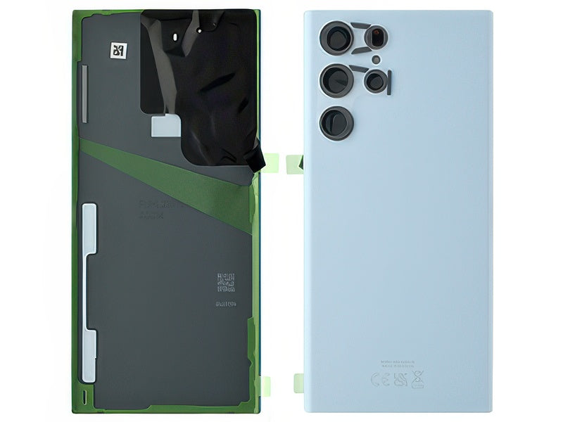 Cover Batteria + Vetrino Camera + Adesivi Sky Blue per Samsung SM-S908 Galaxy S22 Ultra