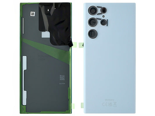 Cover Batteria + Vetrino Camera + Adesivi Sky Blue per Samsung SM-S908 Galaxy S22 Ultra