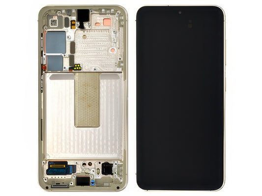 Lcd + Touchscreen + Frame + Tasti Laterali Cream per Samsung SM-S911 Galaxy S23