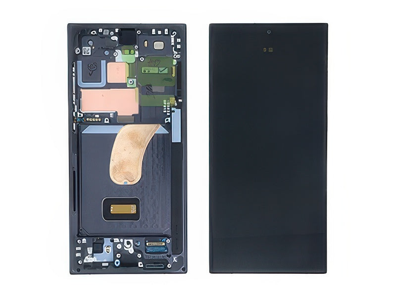 Lcd + Touch Screen + Frame + Tasti Laterali Phantom Black per Samsung SM-S918 Galaxy S23 Ultra