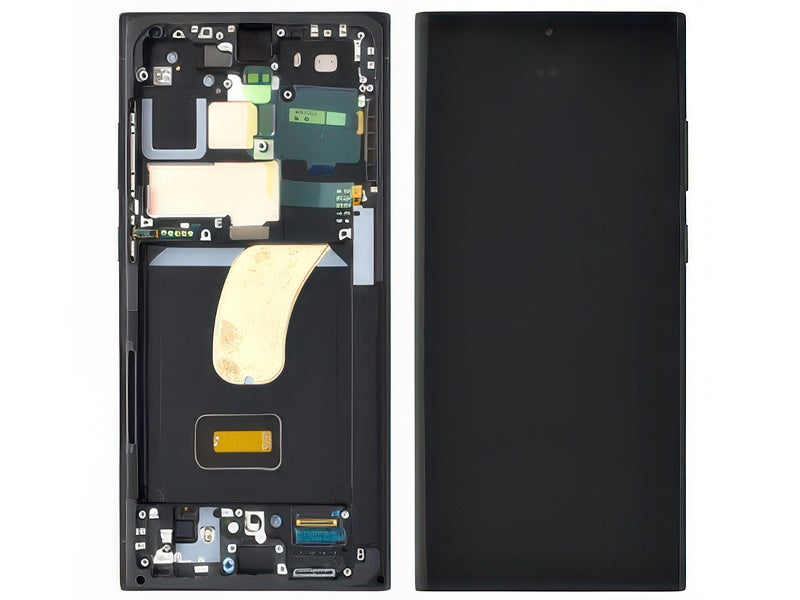 Lcd + Touchscreen + Frame + Tasti Laterali Vers. Graphite e Rosso per Samsung SM-S918 Galaxy S23 Ultra