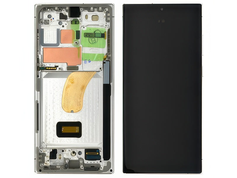 Lcd + Touchscreen + Frame + Tasti Laterali Vers. Sky Blue e Lime per Samsung SM-S918 Galaxy S23 Ultra
