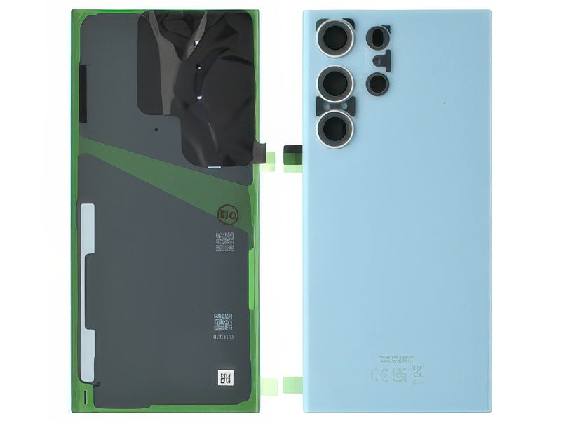 Cover Batteria + Vetrino Camera + Adesivi Sky Blue per Samsung SM-S918 Galaxy S23 Ultra