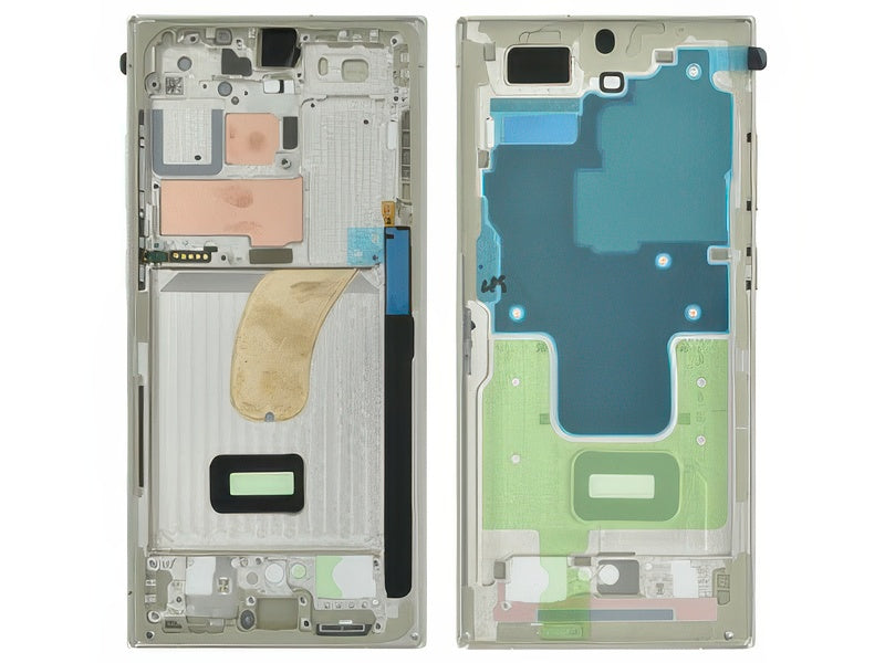 Guscio frontale + Frame Supporto Lcd + Tasti Laterali Cream per Samsung SM-S918 Galaxy S23 Ultra