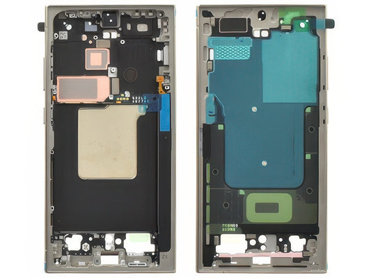 Guscio frontale + Frame Supporto LCD e Touchscreen + Tasti Laterali Titanium Gray per Samsung SM-S928 Galaxy S24 Ultra 5G