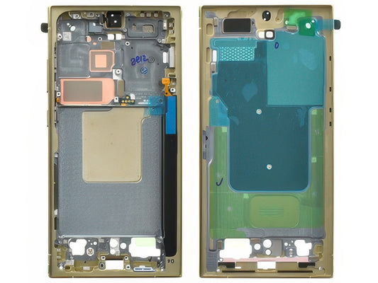 Guscio frontale + Frame Supporto LCD e Touchscreen + Tasti Laterali Titanium Yellow per Samsung SM-S928 Galaxy S24 Ultra 5G