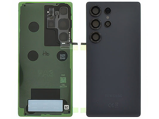 Cover Batteria + Vetrino Camera + Adesivi Titanium Jetblack per Samsung SM-S938 Galaxy S25 Ultra