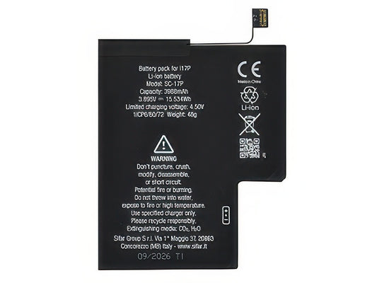 Batteria 3988 mAh qualità Premium Pro Celle AAA+ - Nuove zero cicli per Apple iPhone 17 Pro
