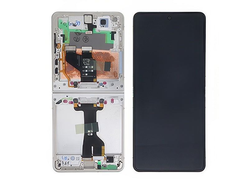 Lcd + Touch Screen + Frame + Tasti Laterali Cream per Samsung SM-F776 Galaxy Z Flip8