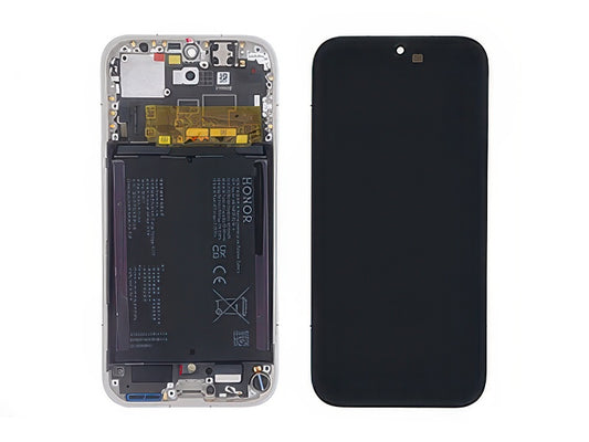 Lcd + Touch Screen + Frame + Batteria + Switch Tasti Laterali Golden Bianco per Honor 600 5G