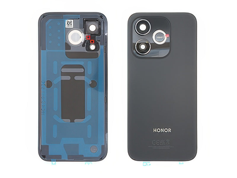 Cover Batteria + Vetrino Camera + Adesivi Velvet Nero per Honor 600 Lite 5G
