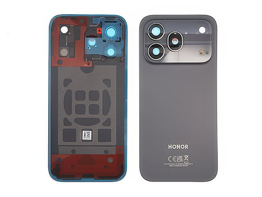 Cover Batteria + Vetrino Camera + Adesivi Nero per Honor 600 Pro 5G