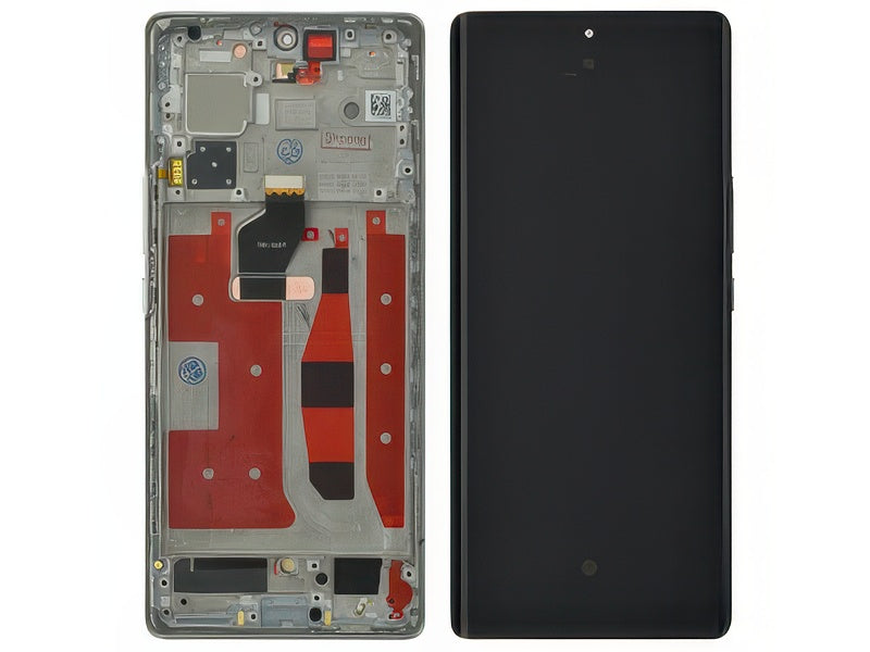 Lcd + Touch Screen + Frame + Tasti Laterali Crystal Argento per Honor 70