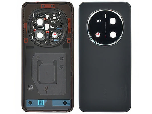 Cover Batteria + Vetrino Camera + Adesivi Nero per Honor Magic 7 Pro 5G