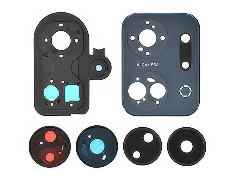 Cover Camera + Vetrino + Adesivi Midnight Nero per Honor X7a