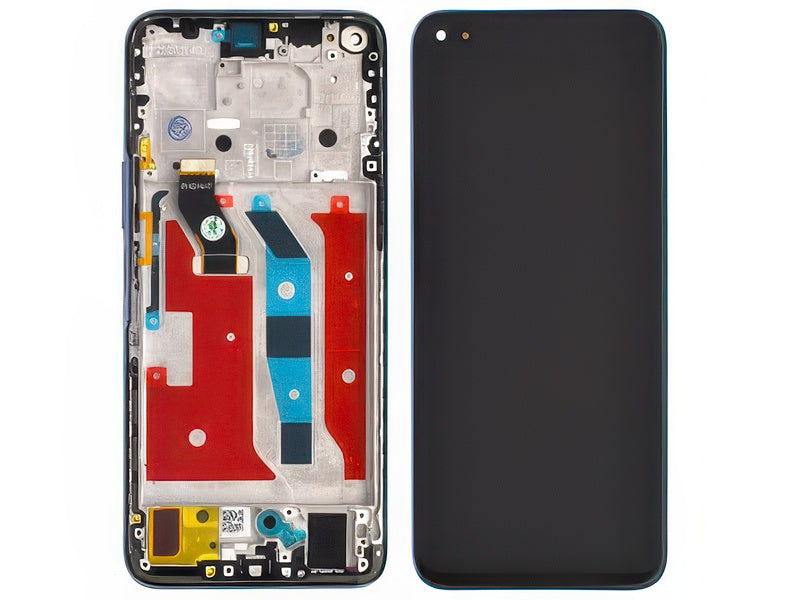 Lcd + Touchscreen + Frame + Tasto Volume Argento per Huawei Nova 8i