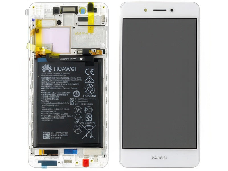 Lcd + Touchscreen + Frame + Batteria + Vibrazione + Altoparlante + Switch Tas. Lat. Bianco per Huawei Nova Smart