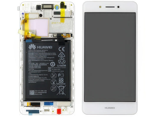 Lcd + Touchscreen + Frame + Batteria + Vibrazione + Altoparlante + Switch Tas. Lat. Bianco per Huawei Nova Smart