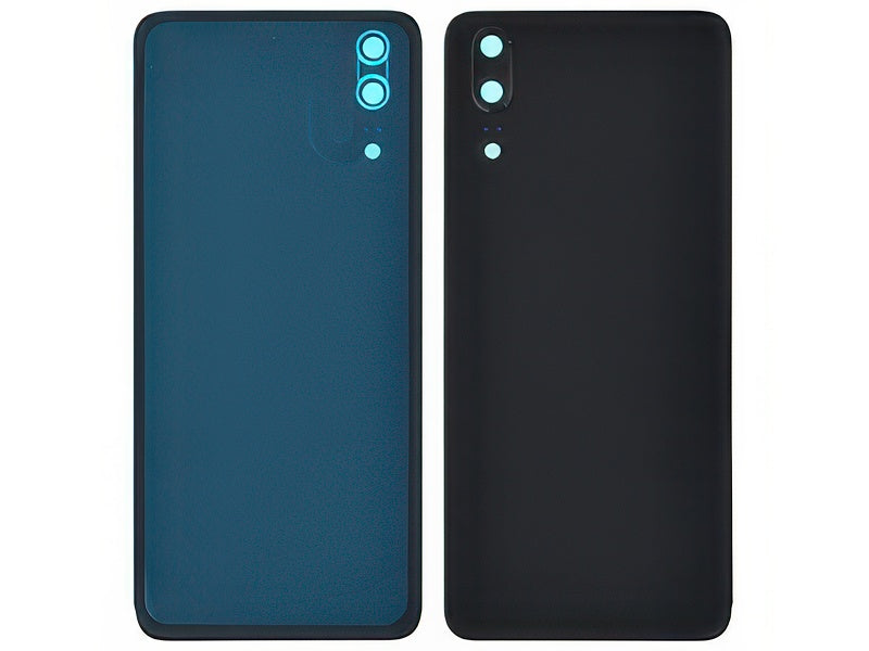 Cover Batteria + Vetrino Camera + Adesivo Nero per Huawei P20 Dual Sim