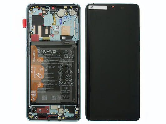 Lcd + Touch + Frame + Batteria + Tasti Laterali + Altoparlante + Vibrazione Aurora Blu per Huawei P30 Pro