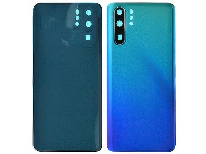 Cover Batteria + Vetrino Camera + Adesivo Aurora Blu per Huawei P30 Pro