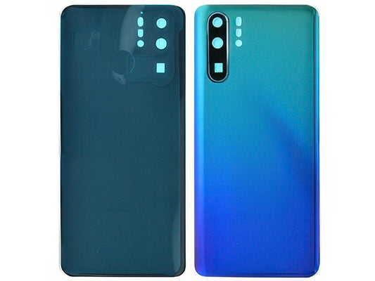 Cover Batteria + Vetrino Camera + Adesivo Aurora Blu per Huawei P30 Pro