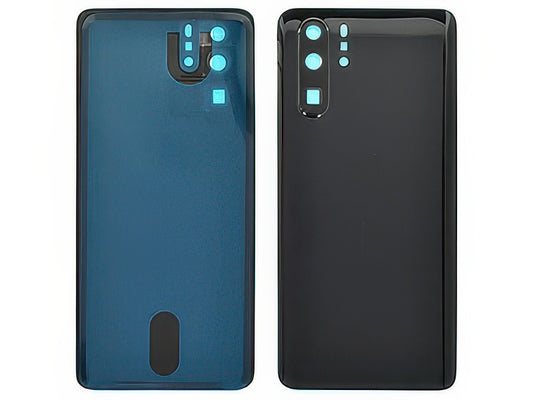 Cover Batteria + Vetrino Camera + Adesivo Nero per Huawei P30 Pro