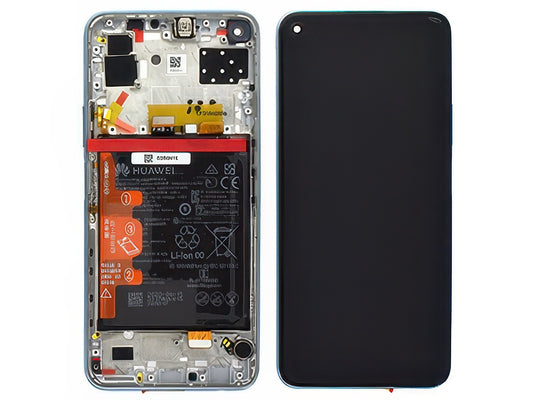 Lcd + Touch + Frame + Batteria + Tasti Laterali + Altoparlante Space Argento per Huawei P40 Lite 5G