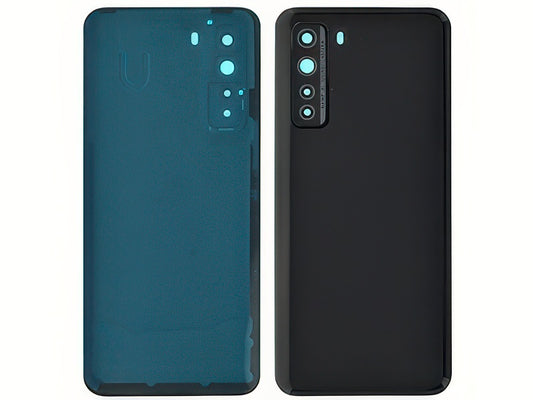 Cover Batteria + Vetrino Camera + Adesivi Nero per Huawei P40 Lite 5G