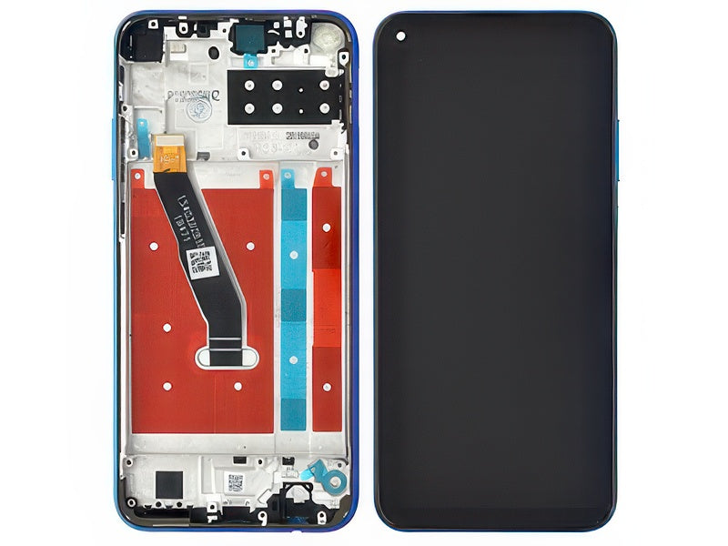 Lcd + Touch Screen + Frame + Tasti Laterali Aurora Blu per Huawei P40 Lite E