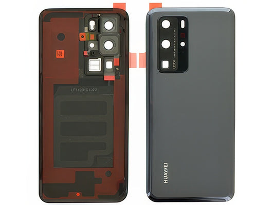 Cover Batteria + Vetrino Camera + Adesivi Nero per Huawei P40 Pro - Originale Service Pack