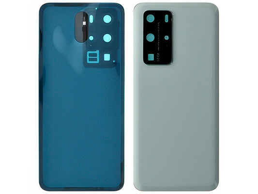 Cover Batteria + Vetrino Camera + Adesivi Ice White per Huawei P40 Pro