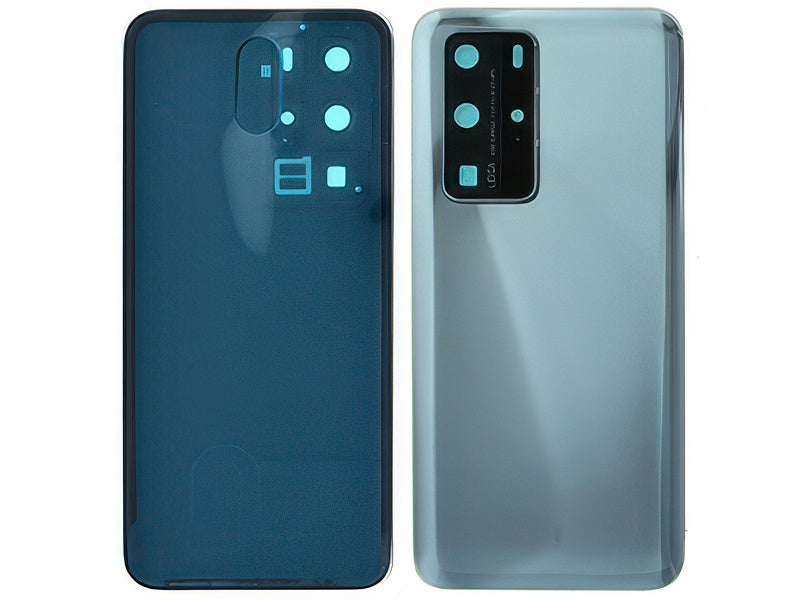 Cover Batteria + Vetrino Camera + Adesivi Argento Frost per Huawei P40 Pro