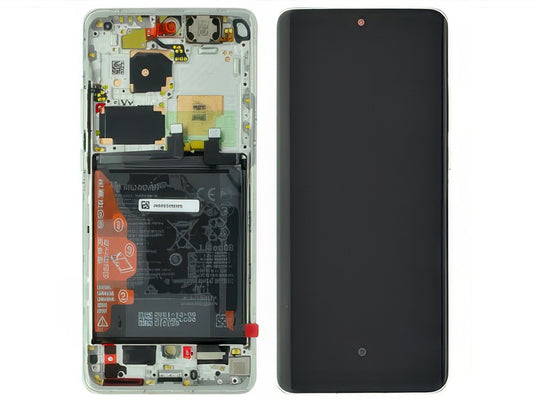 Lcd + Touchscreen + Frame + Tasti Laterali + Altoparlante + Batteria Cocoa Oro per Huawei P50 Pro