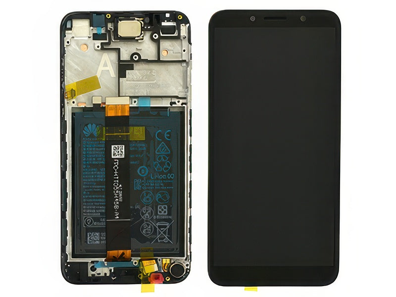 Lcd + Touch + Frame + Batteria + Vibrazione + Altoparlante + Switch Tasti Lat. Nero per Huawei Y5p