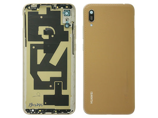 Cover Batteria + Tasti Laterali + Vetrino Camera Marrone per Huawei Y6 2019