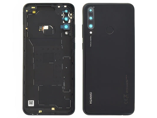 Cover Batteria + Vetrino Camera + Tasti Laterali + Lettore Impronta Midnight Nero per Huawei Y6p
