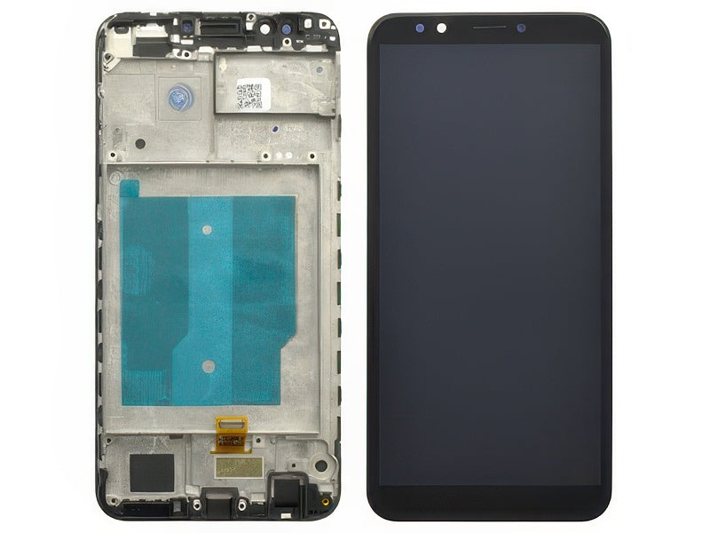 Lcd + Touch Screen + Frame Nero per Huawei Y7 2018