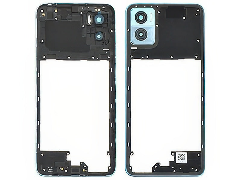 Cover Posteriore + Vetrino Camera + Tasti Volume Crystal Blu per Motorola Moto E22